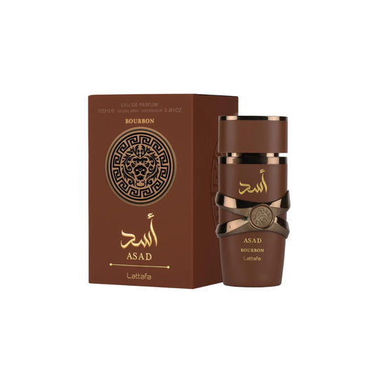 Asad Bourbon Eau De Parfum For Men100ml – intense leather and smoked vanilla echo strength and refinement.