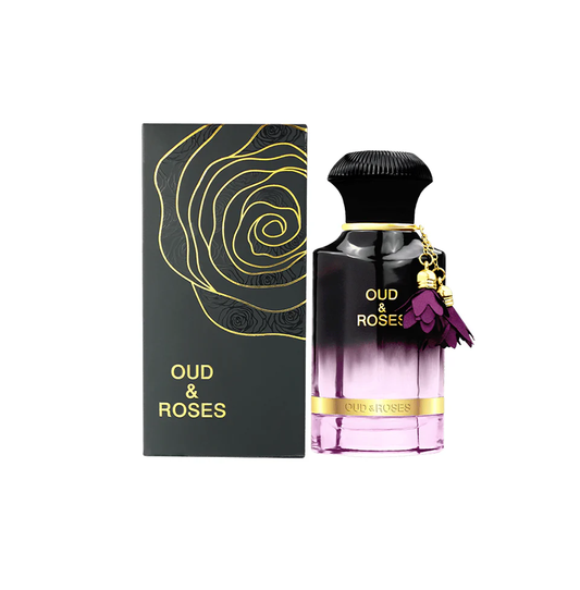 Oud & Roses Eau De Parfum 60 ml For Women – delicate petals meet deep wood in a regal feminine fragrance.