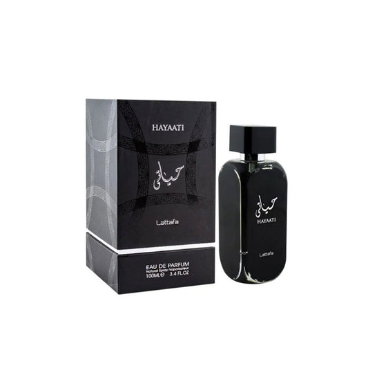 Hayaati Black by Lattafa – Dark Amber & Leather Elegance (100 ml Eau de Parfum Unisex)