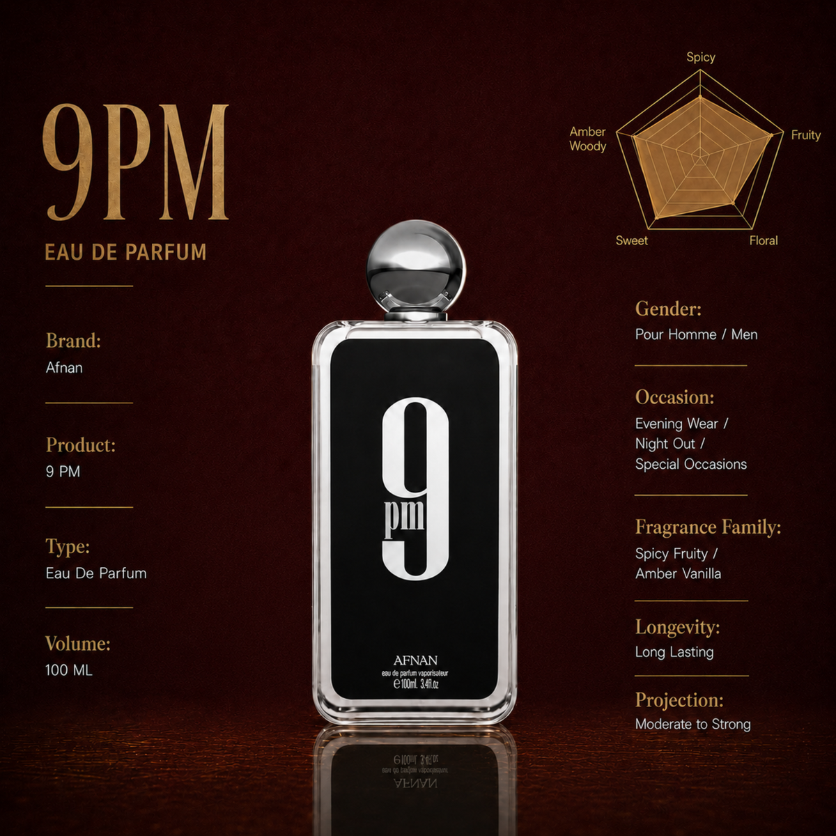 Afnan 9PM Eau de Parfum 100ml