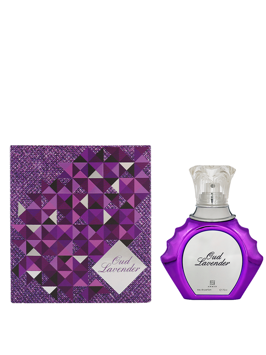 Oud Lavander Eau De Parfum 75 ml – soft lavender meets commanding oud for a delicate yet daring feminine trail.