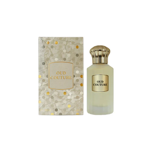 Oud Couture Eau De Parfum Unisex 100ml – a luxurious mix of oud, leather and sweet amber with couture finesse.