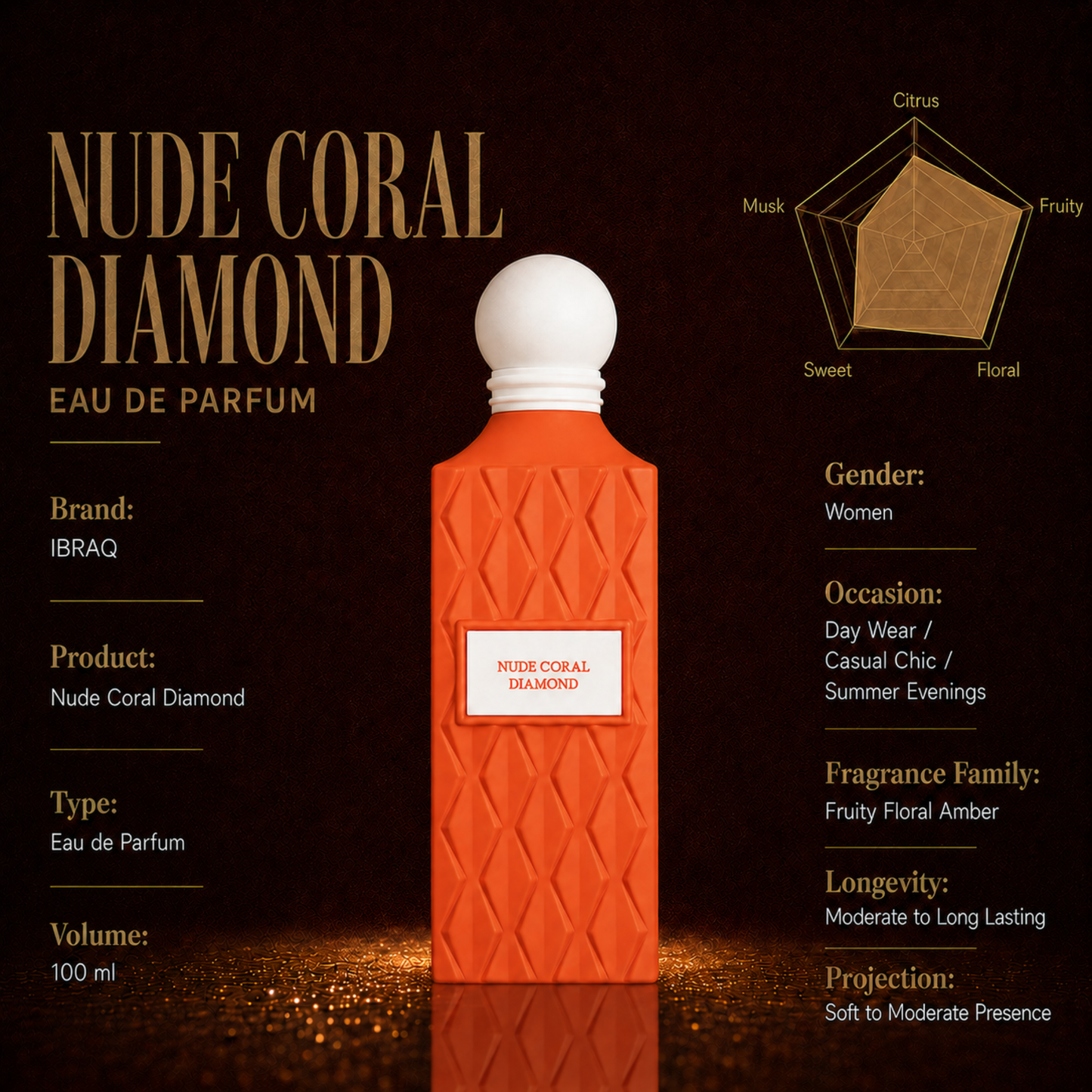 Ibraheem Al Qurashi Nude Coral Diamond Eau de Parfum 200ml