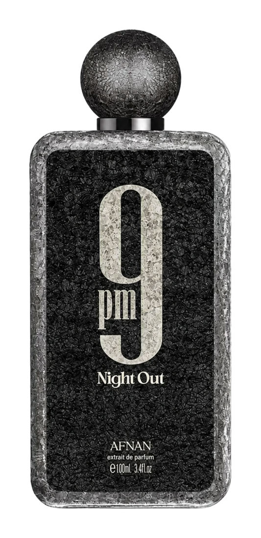 Afnan 9 PM Night Out Extrait de Parfum 100ml — bottle on transparent background