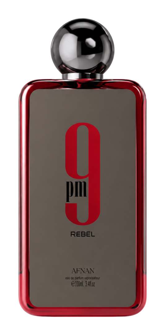 Afnan 9 PM Rebel Eau de Parfum 100ml — bottle on transparent background